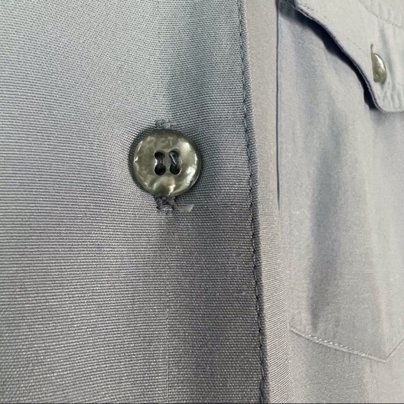 Pastel Blue Button Down Blouse PTP 18” - Picture 7 of 7